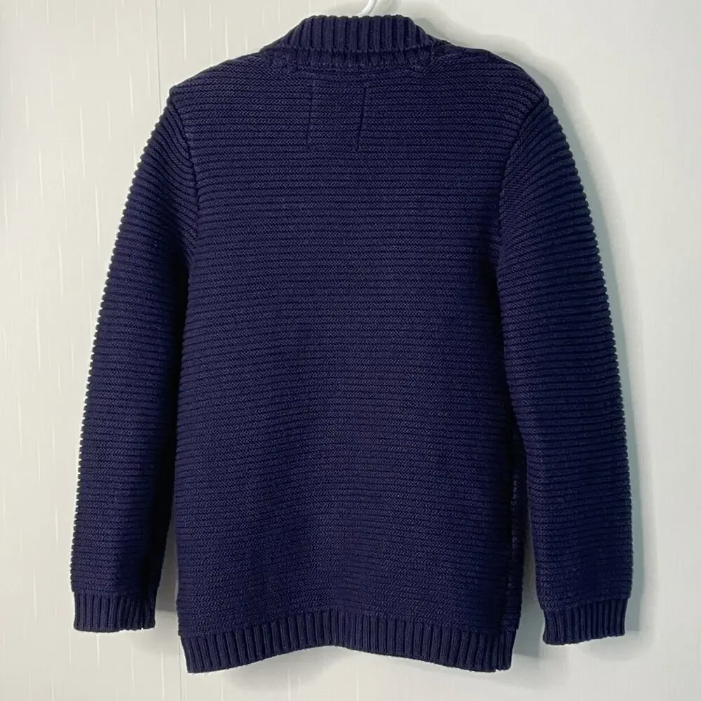 Mayoral Navy Boys Grandpa Shawl Collar Ribbed Button Cardigan Sweater Size 6